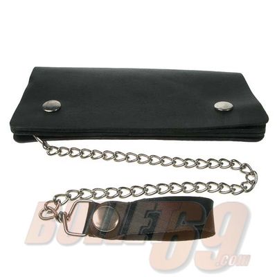 Bullet69 | Zwart leren biker portemonnee met riem bevestiging