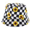 Afbeelding van Zacharia | Bucket hat, checkered met zonnebloemen