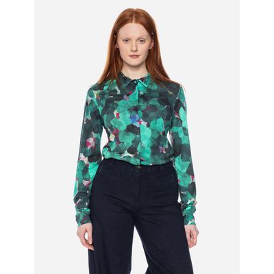 Foto van ATO Berlin | Blouse Arabella, groen mozaiek patroon