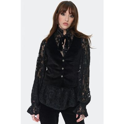 Foto van Jawbreaker | Korte zwarte ribcord gilet top met knoopsluiting