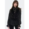 Afbeelding van Jawbreaker | Korte zwarte ribcord gilet top met knoopsluiting