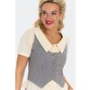 Afbeelding van Voodoo Vixen | Grijs wit gestreept dames gilet met knoopsluiting
