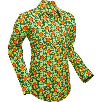 Foto van Chenaski | Overhemd 70's, Flowergrid green
