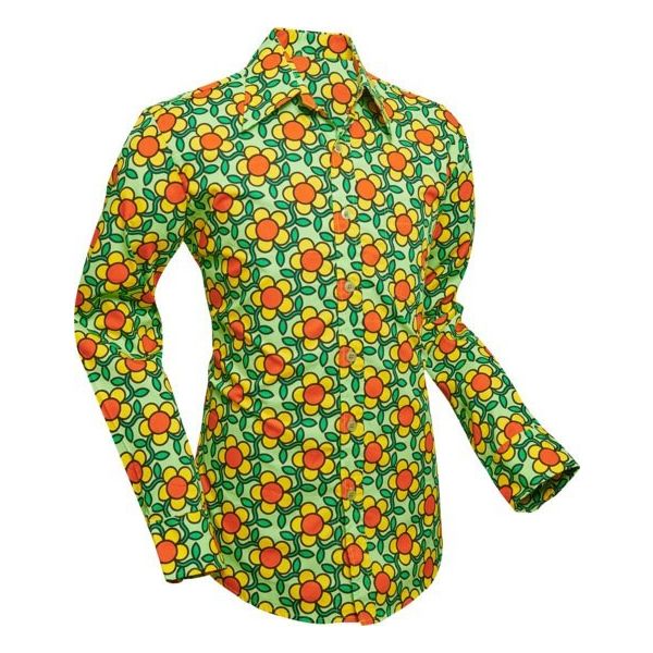 Chenaski | Overhemd 70's, Flowergrid green