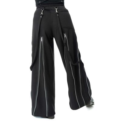 Foto van Heartless | Gothic joggers broek Ember, met banden en lange zilverkleurige rits