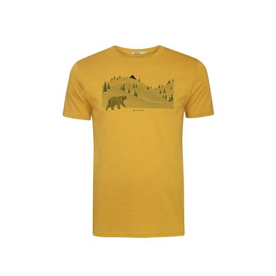 Green Bomb | T-shirt Animal bearland, oker geel bio katoen