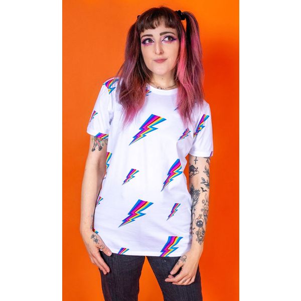 Run & Fly | T-shirt met White Lightning Bolt ⚡️ print