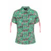 Afbeelding van Hell Bunny | Blouse Madilynn, mintgroen met roze vlinders en skullprint