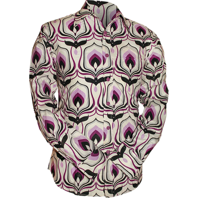 Foto van Chenaski | Retro 70's overhemd, Flower seed, violet zwart