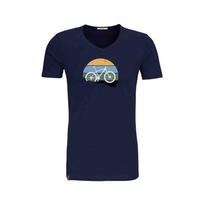 Foto van Green Bomb | T-shirt Bike downhill, navy blauw bio katoen