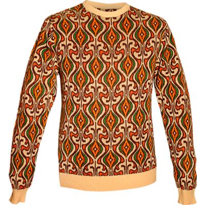 Chenaski | Retro trui Onion met creme, oranje en groen 70's motief