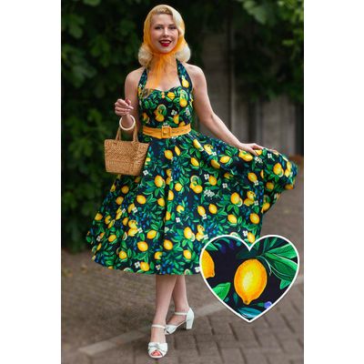 Foto van Dolly and Dotty | Daisy Lemon vintage halterswing jurk met citroenen print