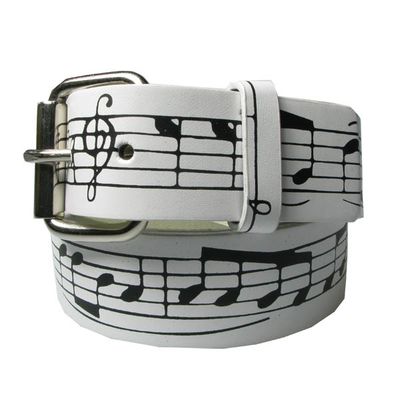 Foto van Bullet69 | Witte riem 38mm met muziek print