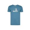 Afbeelding van Green Bomb | T-shirt Bear canoe, tidal blue bio katoen