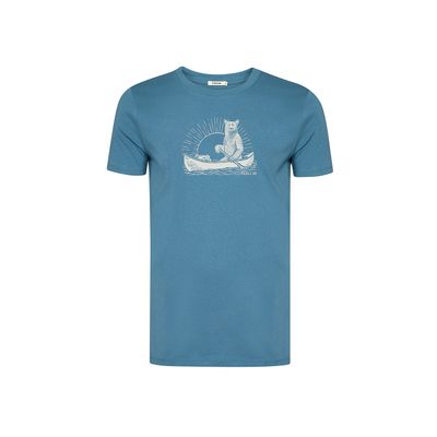 Green Bomb | T-shirt Bear canoe, tidal blue bio katoen