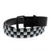 Afbeelding van Zacharia | Riem van PU met 3 rijen zwart witte piramides studs