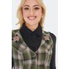 Afbeelding van Voodoo Vixen | Groen geruit Western gilet met knopen en roze rozen borduursels