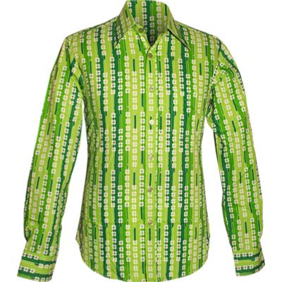 Foto van Chenaski | overhemd Seventies Shamrock groen, lichtgroen met klaverblaadjes