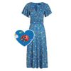 Afbeelding van Dolly and Dotty | Zomer jurk Donna, met V-hals, blauw met bloemen en lieveheersbeestjes