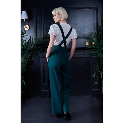 Foto van Banned | Her Favourites pantalon groen met hoge taille en schouderbanden