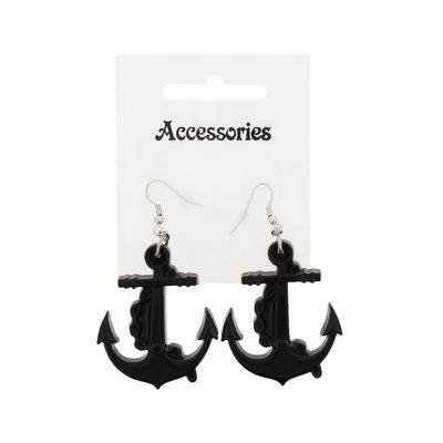 Foto van Zacharia | Retro oorbellen sailor-stijl met zwarte plastic ankers