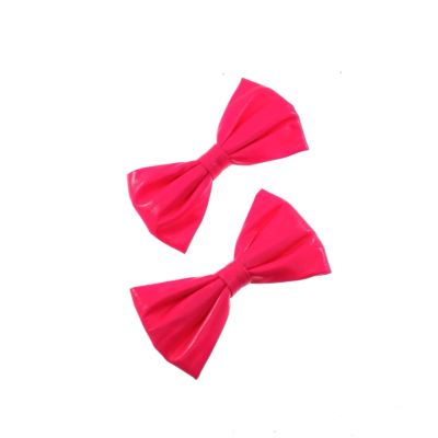 Zacharia | Paar haarclips met PVC neon roze strik