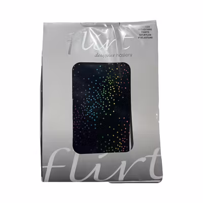 Foto van Flirt | Effen zwarte panty met regenboog metallic stipjes