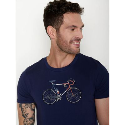 Foto van Green Bomb | T-shirt Bike Jacques, navy blauw bio katoen
