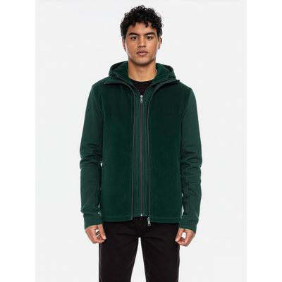 Foto van ATO Berlin | Retro Jas Atila, groene ribcord met dubbele ritssluiting en capuchon