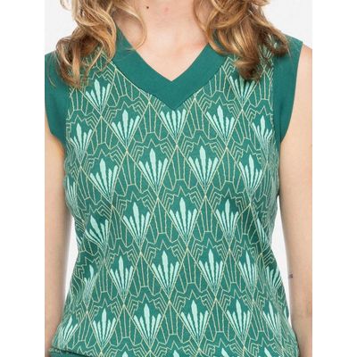 Foto van ATO Berlin | Dames spencer Amba, lichtgroen grafisch retro patroon