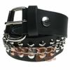 Afbeelding van Bullet69 | Leren riem, 38mm - zwart met twee rijen zilverkleurige conical studs en ketting