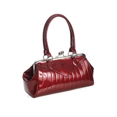 Foto van Banned | Handtas Maggie May burgundy lakleer met klip-sluiting
