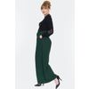 Afbeelding van Voodoo Vixen | Groene dames pantalon met extra wijde pijpen, hoge taille en bretels
