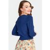 Afbeelding van Voodoo Vixen | Blauwe cardigan met klok en vogel borduursels