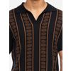 Afbeelding van ATO Berlin | Polo Charles, bio katoen, zwart met bruin retro bloem-patroon