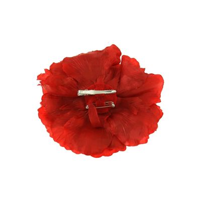 Zacharia | Grote platte rode roos op haarklip en broche