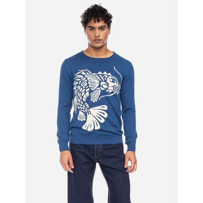 Foto van ATO Berlin | Trui Ninwa blauw met beige dragonfish