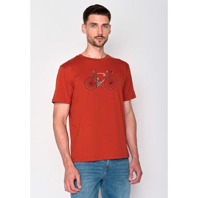 Foto van Green Bomb | T-shirt Bike Enzo, steen rood bio katoen