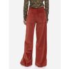 Afbeelding van ATO Berlin | Hoge taille broek Lacy met wijde pijpen, henna-oranje fluweel