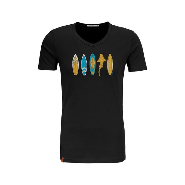 Green Bomb | T-shirt Lifestyle shark beach, zwart bio katoen