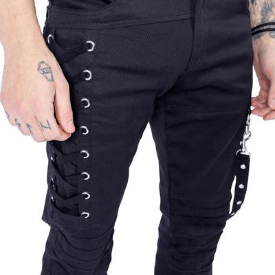 Foto van Vixxsin | Punkrock broek Colley, zwart met veter detail en clip-band​