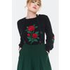 Afbeelding van Voodoo Vixen | Groene dames pantalon met extra wijde pijpen, hoge taille en bretels