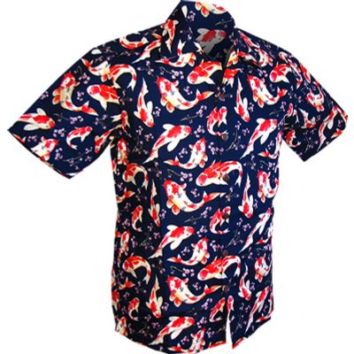 Chenaski | Overhemd korte mouw, Koi navy blauw