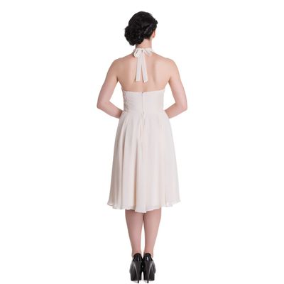 Foto van Hell Bunny | Jaren 40 jurk Monroe met halter-halslijn, creme-wit swingmodel