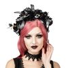 Afbeelding van Sinister | Gothic choker Noir, zwart velvet lint met kant en roosje