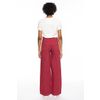 Afbeelding van ATO Berlin | Hoge taille broek Lacy met wijde pijpen van framboos kleurige hennep