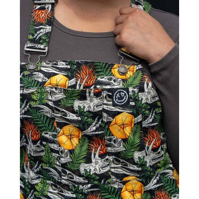 Foto van Rebel Romance | Korte tuinbroek Jurassic Jumble met plant en dinoskull-print