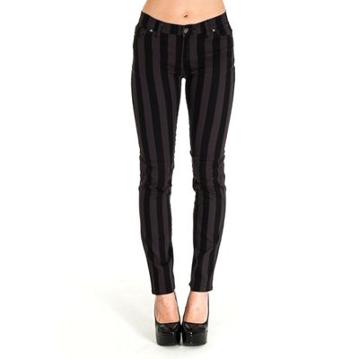 Run & Fly | Zwart grijs gestreepte 80's skinny broek 