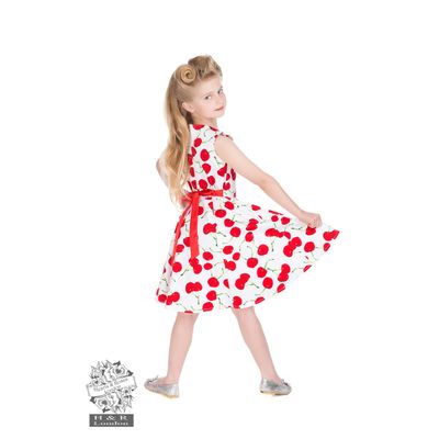 Foto van Hearts & Roses | Kinderjurk Bombshell, wit met kersenprint