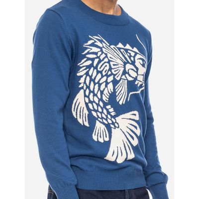 Foto van ATO Berlin | Trui Ninwa blauw met beige dragonfish